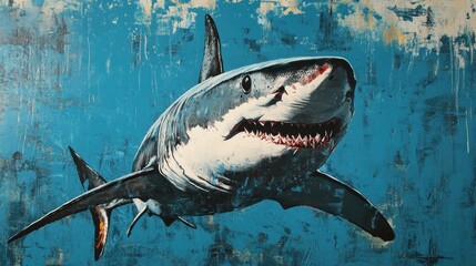 Obraz premium Great White Shark Painting