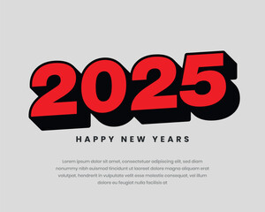 Happy New Year 2025 design with modern celebration numbers. Design for book cover, greeting card and poster.