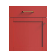 d render of a red facade , doors for kitchen cabinets, front view, classic kitchen facade