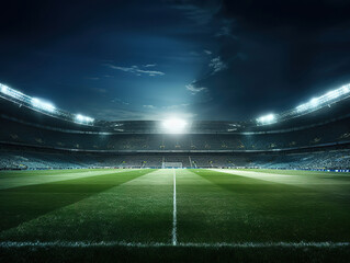 Superb A soccer field with a stadium in the background. Perfect for sports and outdoor events