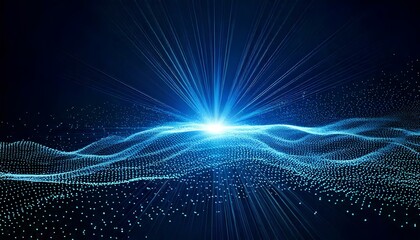 Futuristic technology particles creating abstract digital waves, glowing effect for modern web design