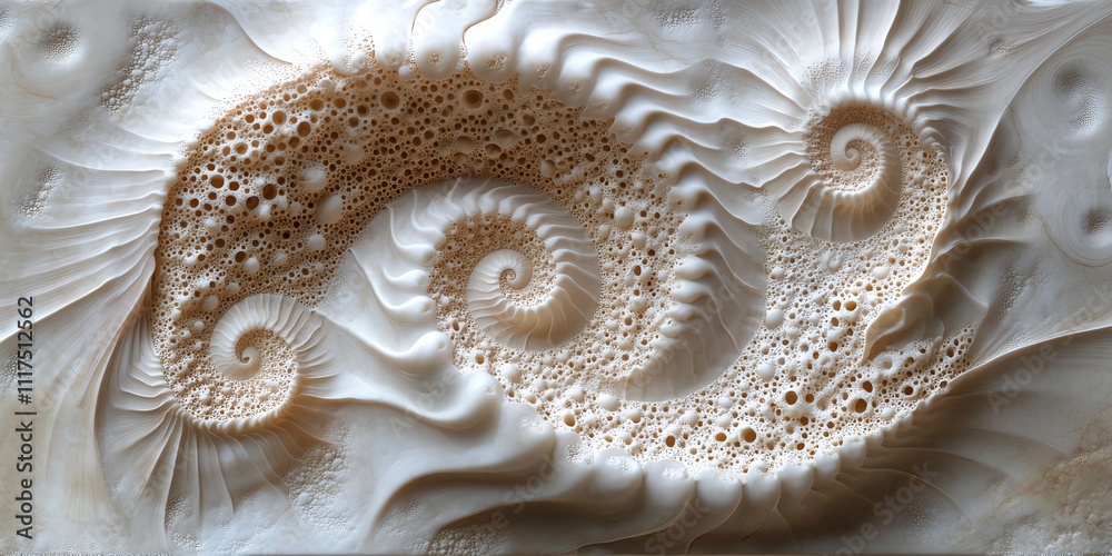 Aufkleber a detailed close-up of a spiral shell showcasing intricate natural patterns.