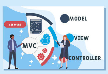 MVC - model view controller acronym. business concept background. vector illustration concept with keywords and icons. lettering illustration with icons for web banner, flyer, landing pag