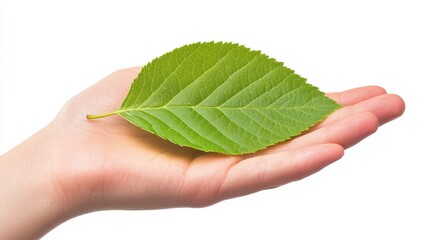 Hand Holding Leaf Symbolizing Renewable Energy