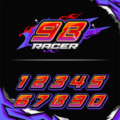 vector racing numbers for drag motorbikes and cars	