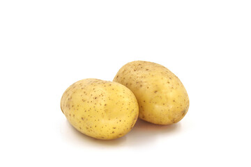 Young potato isolated on white background. Harvest new. Flat lay.