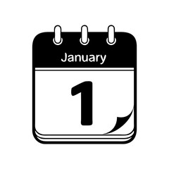 calendar january 1 silhouette, new year vector icon - silhouette vector art of calendar january 1, symbolizing new year celebrations. new year silhouette.