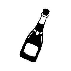 champagne bottle silhouette, new year vector icon - silhouette vector art of champagne bottle, symbolizing new year celebrations. new year silhouette.