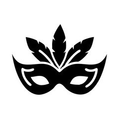 mask with feathers silhouette, new year vector icon - silhouette vector art of mask with feathers, symbolizing new year celebrations. new year silhouette.