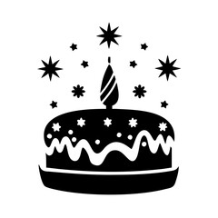 new year s cake silhouette, new year vector icon - silhouette vector art of new year s cake, symbolizing new year celebrations. new year silhouette.