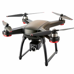 A sleek black drone hovering mid-air, showcasing its compact design,