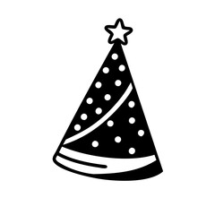 party hat silhouette, new year vector icon - silhouette vector art of party hat, symbolizing new year celebrations. new year silhouette.