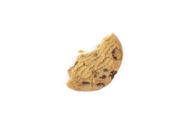 Chocolate Chip Cookies on white background. top view.