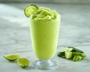 Refreshing Cucumber Lime Smoothie - A Delicious and Healthy Green Drink Photo