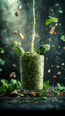 Vibrant Green Smoothie Pour Photography  -  A Refreshing Visual