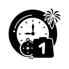 year end countdown silhouette, new year vector icon - silhouette vector art of year end countdown, symbolizing new year celebrations. new year silhouette.