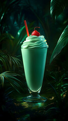 Enchanted Jungle Mint Milkshake 3D Illustration