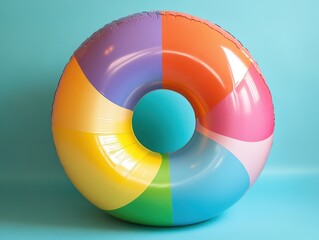 Obraz premium A dynamic inflatable design with smooth curves and playful colors against a minimalist backdrop