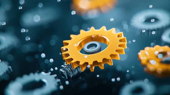A complex mechanism with multiple gears, cogwheels, and springs, showcasing the intricate workings of a well oiled machine, symbolizing efficiency, precision, and technical expertise.