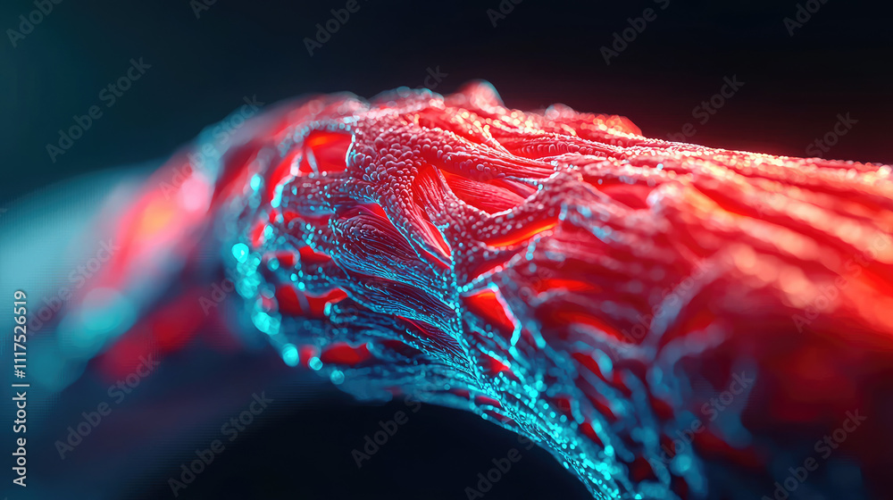 Poster close-up view of colorful organic structures resembling biological tissue.