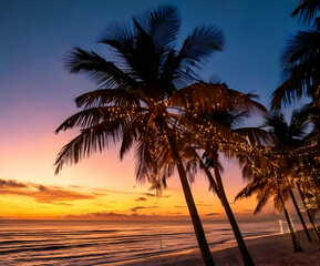 Fototapeta premium palm tree at sunset