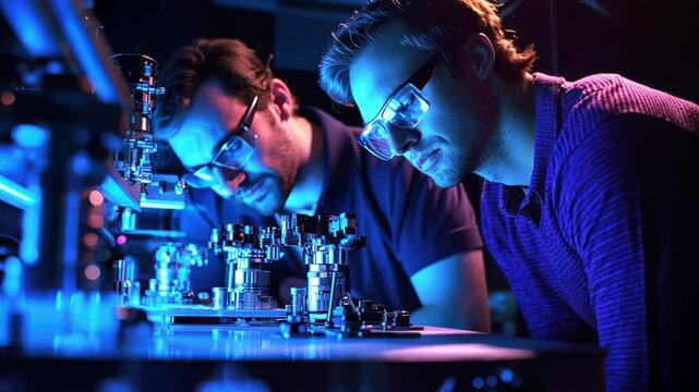 Quantum astronomy researchers investigating the quantum mechanics of black holes and cosmic particles.