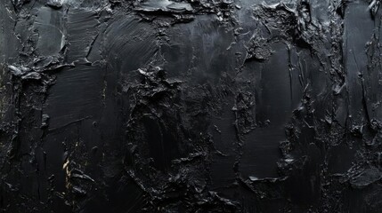 Fototapeta premium Black oil paint texture on canvas. Abstract background for design with copy space.