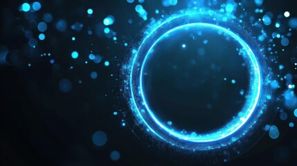 Glowing blue circle in space. Futuristic technology style. Vector illustration.