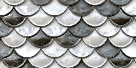 Black and white image of a dragon with a silver and white pattern