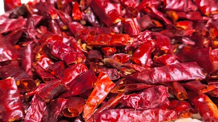 Dried chili. Food preparation. Background.