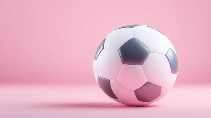 Naklejka premium 3D Model of a Soccer Ball on a Pink Background for Design Use