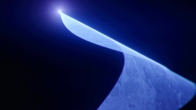 Temporal aliasing blue laser spiral effect in smoke creates a high-tech science fiction minimal abstract futuristic techno rave feeling for scifi motion graphic asset. Black background.