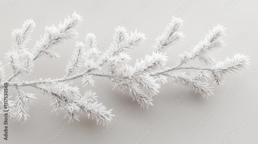 Poster Frosty Branch of a Winter Tree Decorated with Snow