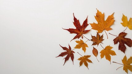 maple autumn leaves on white isolated background