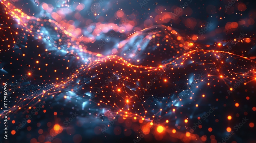 Fototapete illustration geometric abstract background with connected line and dots,futuristic digital backgroun