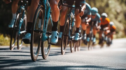 Cyclists Racing on a Road