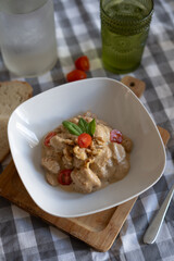 homemade gnocchi with tomato and basil dish