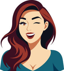 charm woman winking eye vector illustration graphic design art 
