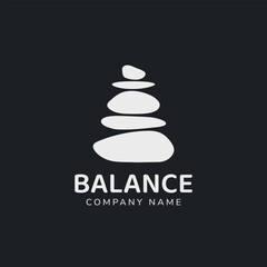 Balance stones logo vector illustration. Zen rocks icon design element. Harmony symbol. Meditation sign. Simple pebble isolated silhouettes for spa, wellness, beauty cards, Buddhism concept.