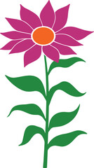 Pink flower vector illustration isolated on white background.