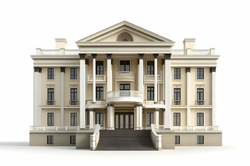 Fototapeta premium A grand neoclassical building with columns and a symmetrical facade.