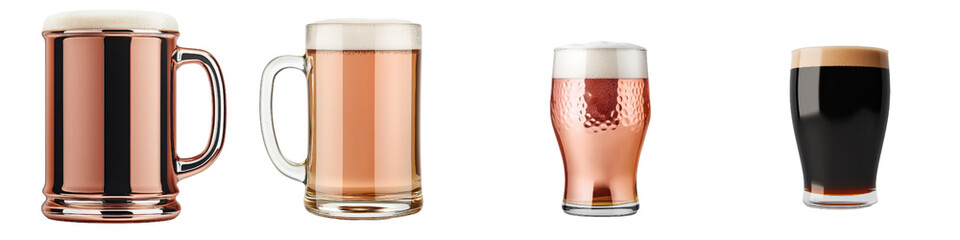 Refreshing beer selection copper mug pint glass