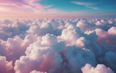 Dreaming Warm pastel colors on the clouds serene romantic background.