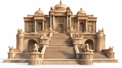 Obraz premium A grand architectural structure featuring multiple domes and staircases, resembling a palace.