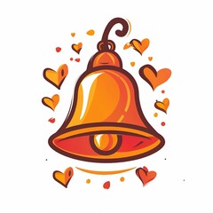 christmas bells with red ribbon White Background Generative AI.