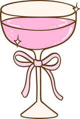 Coquette Martini Glass Doodle Drawn