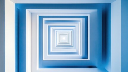 Abstract Blue and White Architectural Perspective.