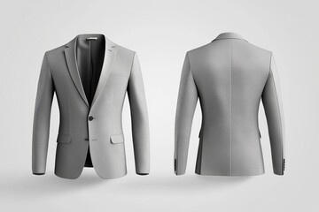 gray blazer  man mockup with front and back view. blazer jacket mock-up template .
