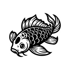 black and white Koi  fishes vector illustration