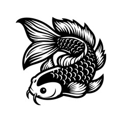 black and white Koi  fishes vector illustration